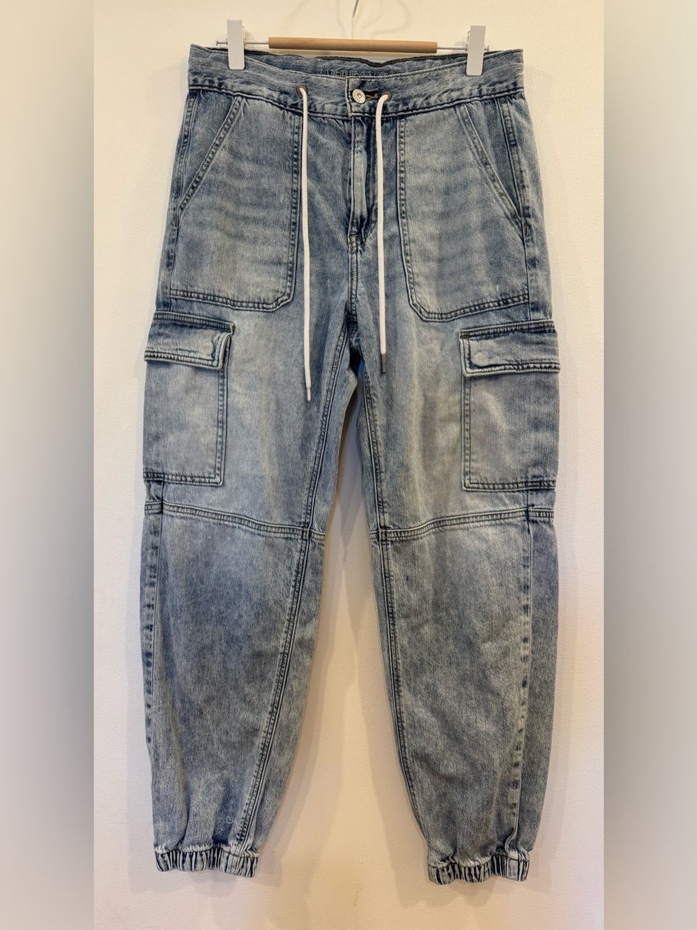 American Eagle Drawstring Jean Cargo Joggers, Sz 6